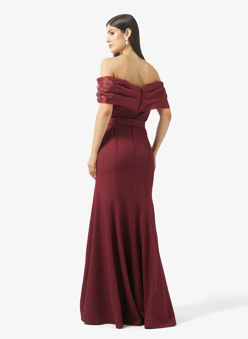 Namshi x Off Shoulder Draped Mermaid Evening Gown