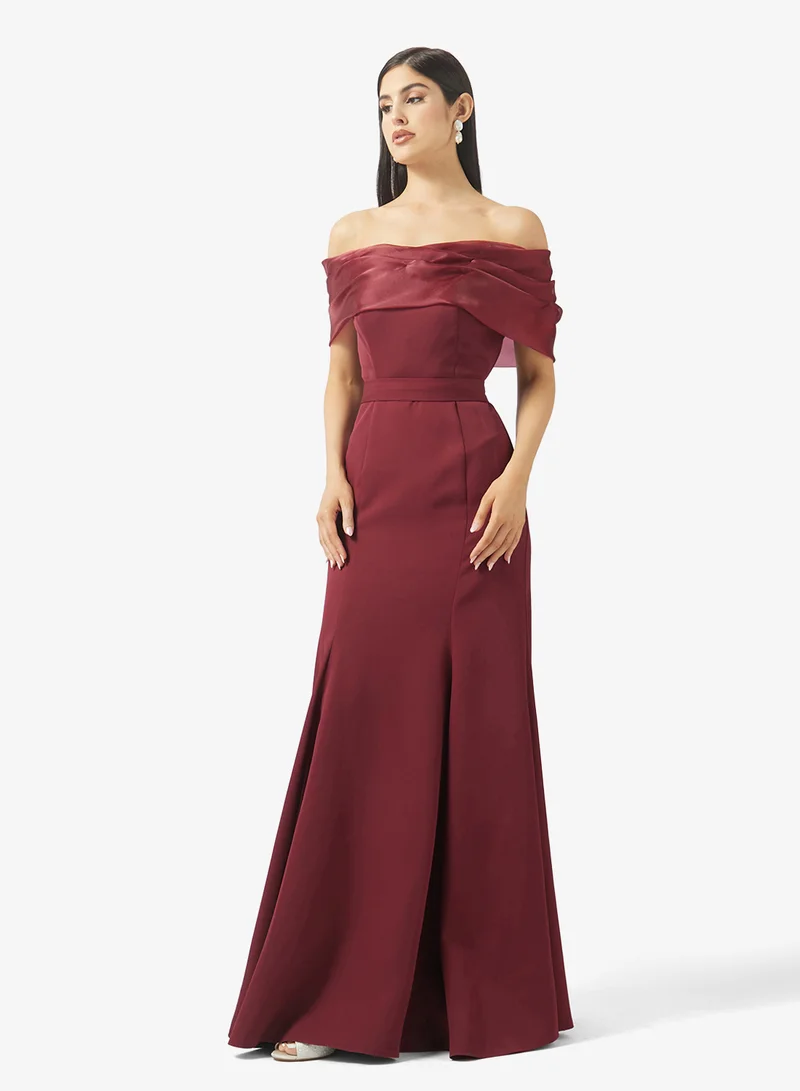 Namshi x Off Shoulder Draped Mermaid Evening Gown