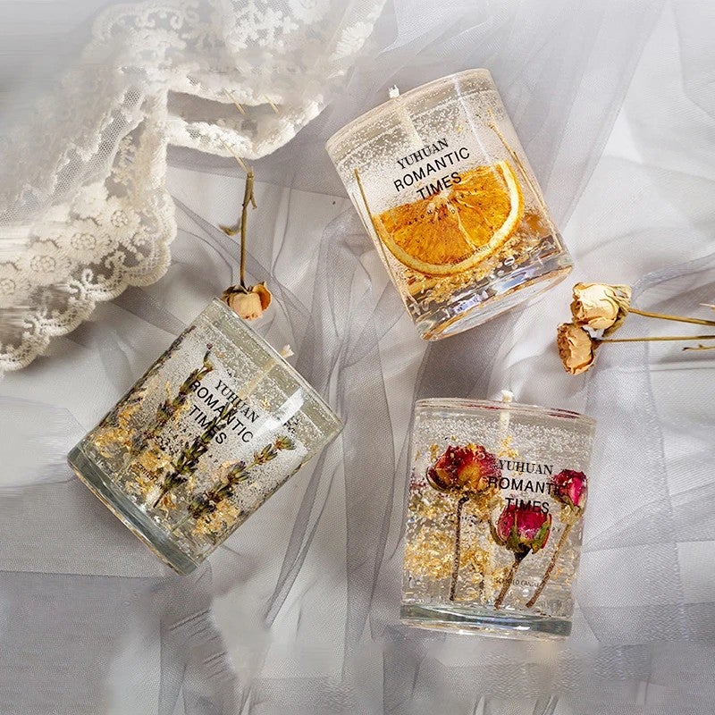 Y&D Valentine's Day Gift - Scented Jelly Candles with Dried Flowers & Essential Oils - Gel Wax Home Fragrance Candles - Image 4