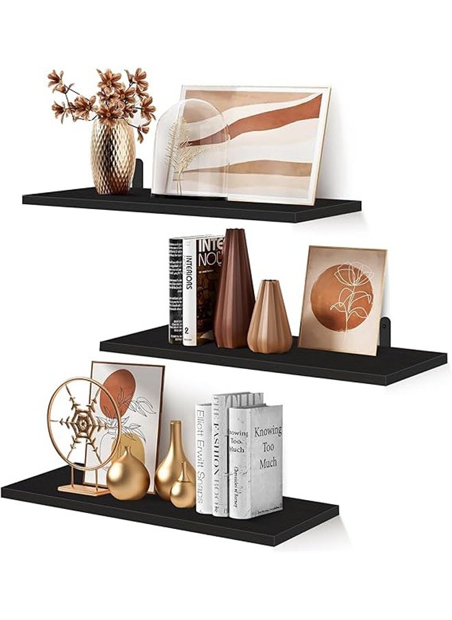 DUNISO 3 Pieces Of Wall Mounted Wood Floating Shelves, Storage Rack, Display Rack,Need To Punch, Suitable For Bedrooms, Living Rooms, Bathrooms, Kitchens, Offices，Wall Shelves For Storage,Books,Room Decor  - Image 1