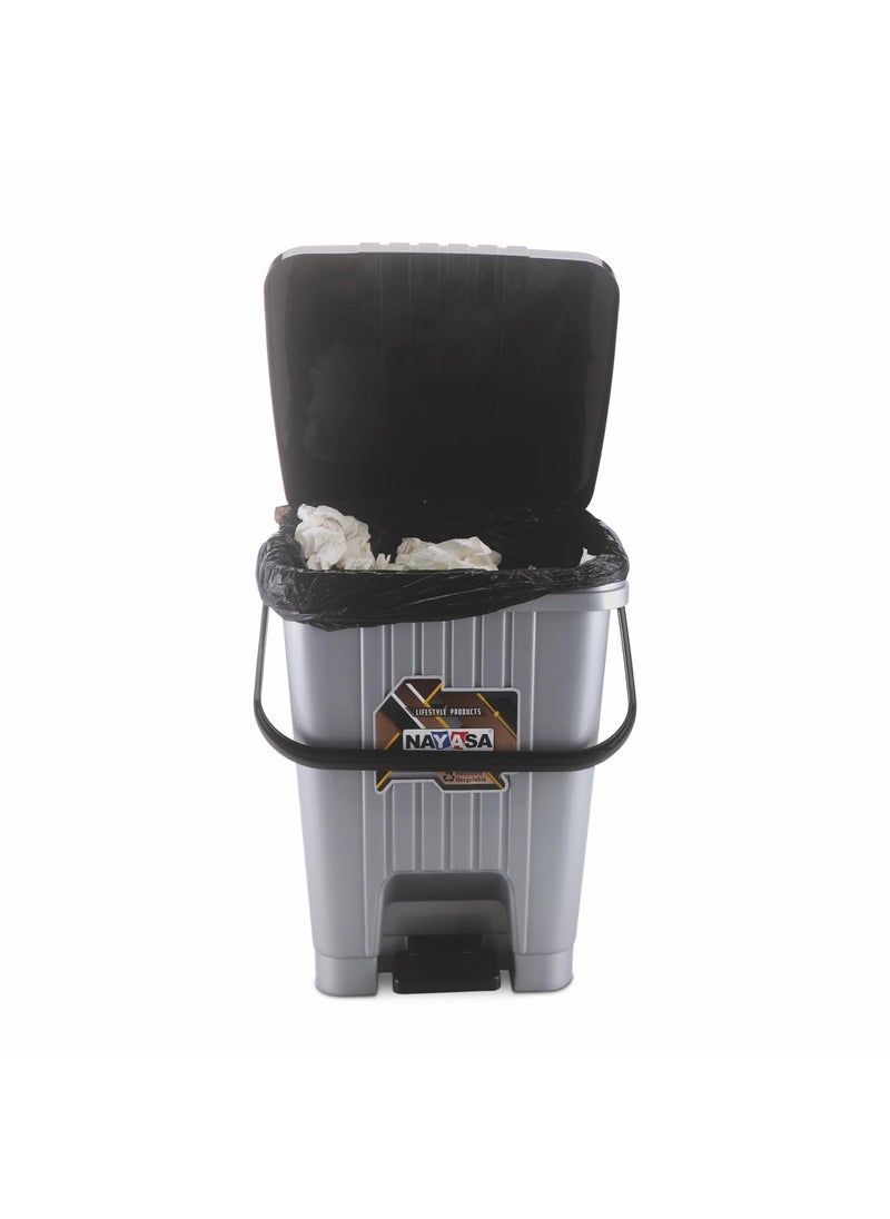 NAYASA Nayasa Square Pedal Bin 116 Ltrs Dustbin with Lid Garbage Waste Bin with Handle Dustbin for KitchenBathroom Strong Durable Plastic Dustbin Grey  - Image 2