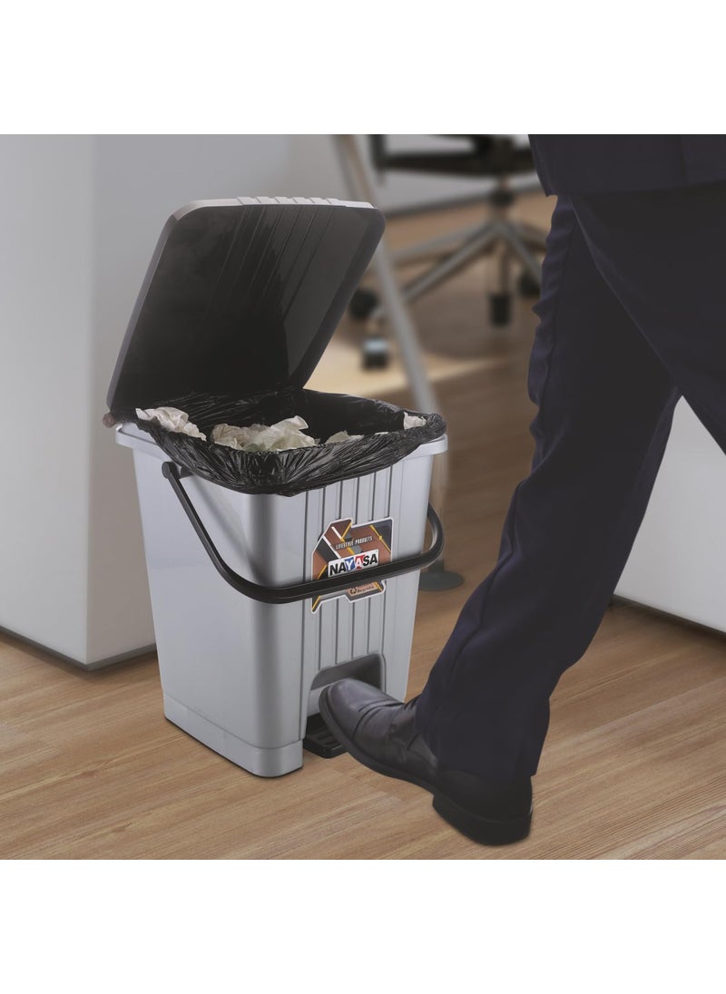 NAYASA Nayasa Square Pedal Bin 116 Ltrs Dustbin with Lid Garbage Waste Bin with Handle Dustbin for KitchenBathroom Strong Durable Plastic Dustbin Grey  - Image 5