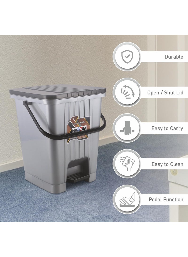 NAYASA Nayasa Square Pedal Bin 116 Ltrs Dustbin with Lid Garbage Waste Bin with Handle Dustbin for KitchenBathroom Strong Durable Plastic Dustbin Grey  - Image 4