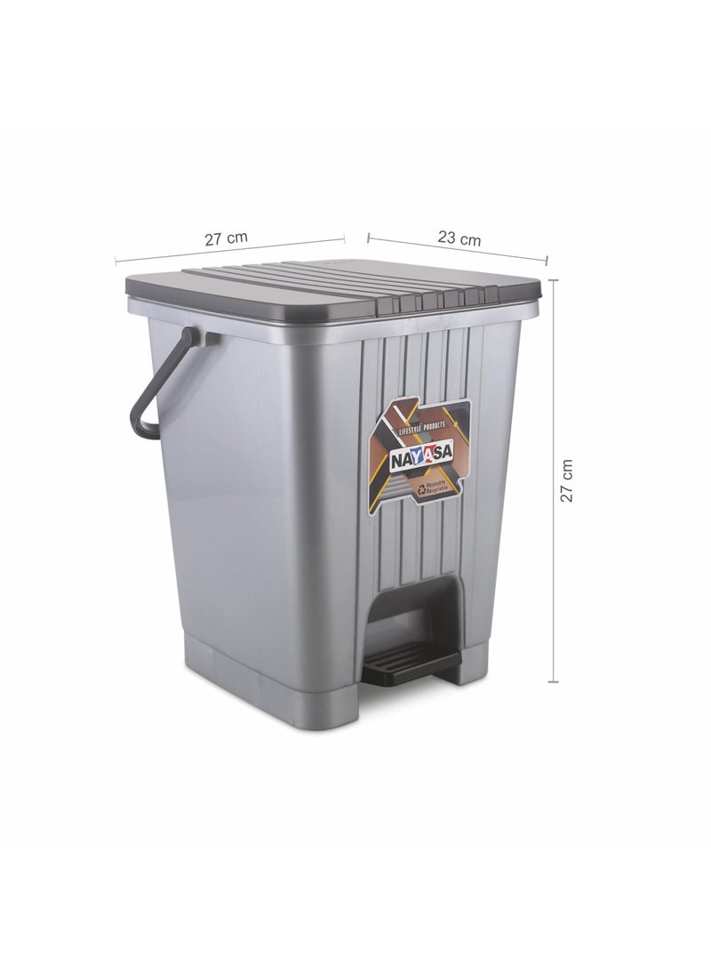 NAYASA Nayasa Square Pedal Bin 116 Ltrs Dustbin with Lid Garbage Waste Bin with Handle Dustbin for KitchenBathroom Strong Durable Plastic Dustbin Grey  - Image 3