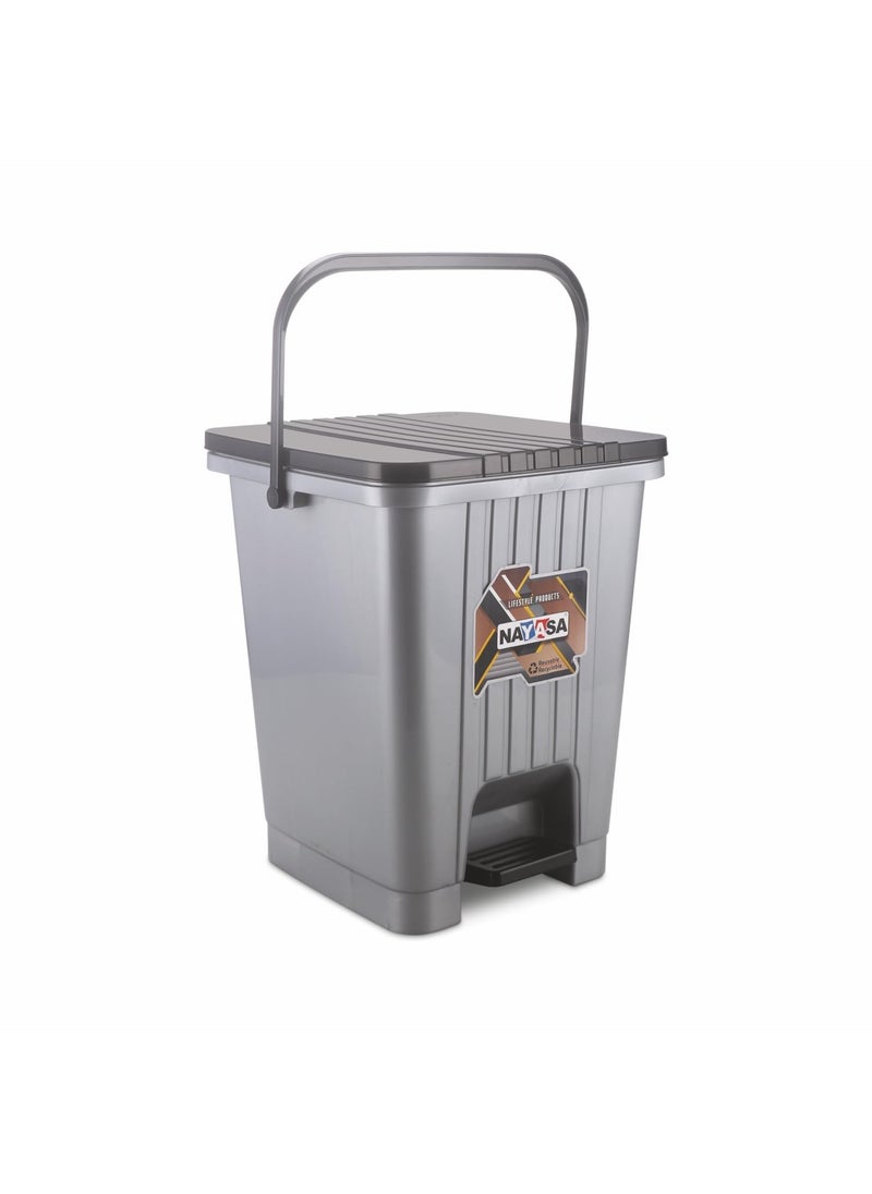 NAYASA Nayasa Square Pedal Bin 116 Ltrs Dustbin with Lid Garbage Waste Bin with Handle Dustbin for KitchenBathroom Strong Durable Plastic Dustbin Grey  - Image 1
