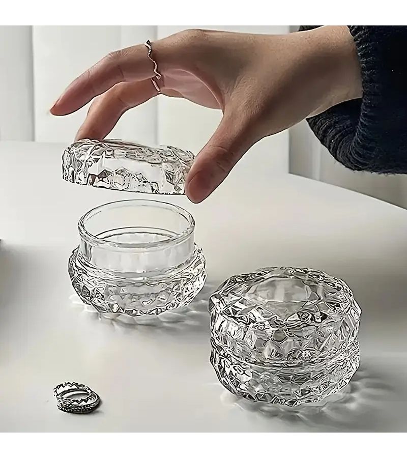 Transparent Glass Storage Box For Jewelry Candlestick Wax Desktop Decoration - Image 4