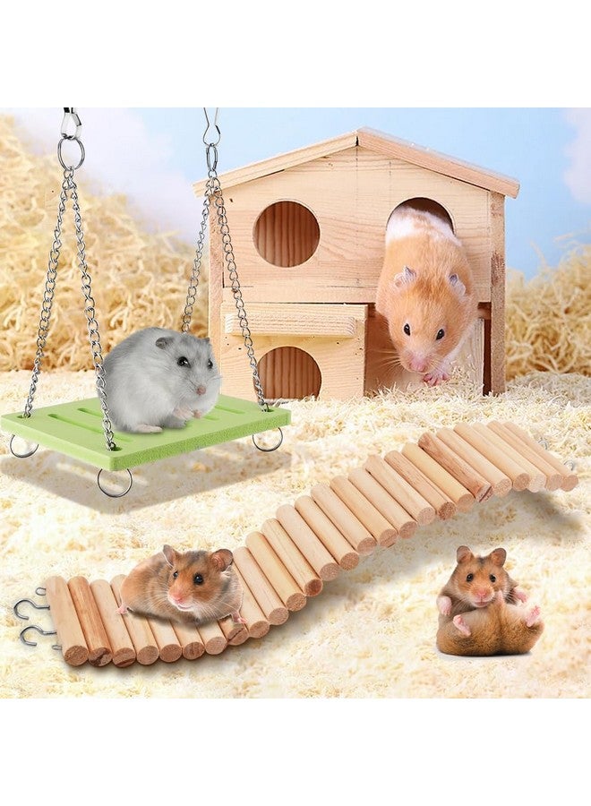HOUSEEN Hamster Suspension Bridge Toy, Climbing Wooden Ladder Swing for Hamsters, Cage Accessories Bendable Fence Climbing Toy Mice Mouse Gerbils Sugar Glider Rat and Other Small Animals - Image 4