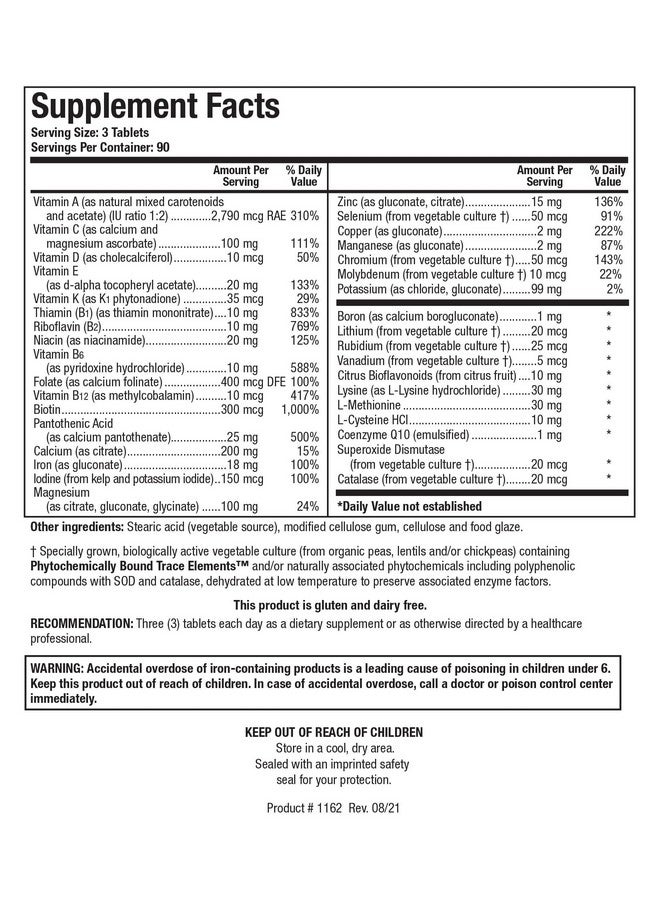 Biotics Research Biotics Research Bio-Multi Plus - Robust Foundational Multivitamin/Mineral Formula, Contains Plant-Based Trace Minerals 270 Tablets - Image 3