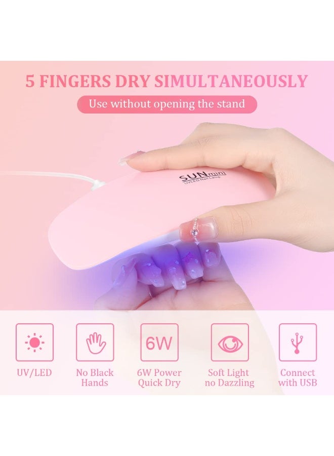 SUNmini Mini UV LED Nail Lamp for Gel Polish, 6W Portable Rechargeable Nail Dryer, Sunlight Simulation, Foldable Design, USB Powered Compact Nail Light for Travel or Home Use (Pink) - Image 2