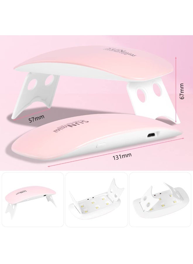 SUNmini Mini UV LED Nail Lamp for Gel Polish, 6W Portable Rechargeable Nail Dryer, Sunlight Simulation, Foldable Design, USB Powered Compact Nail Light for Travel or Home Use (Pink) - Image 4