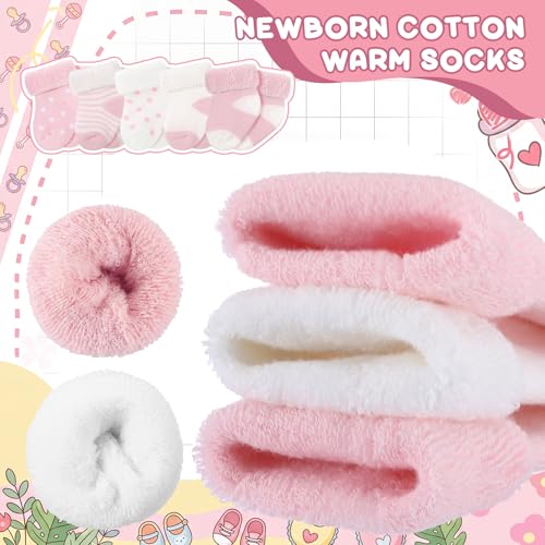 Twistover 10 Pairs Preemie Baby Terry Cotton Turn Cuff Socks for Newborn Girls Boys - Nicu(Pink, White,Preemie) - Image 4