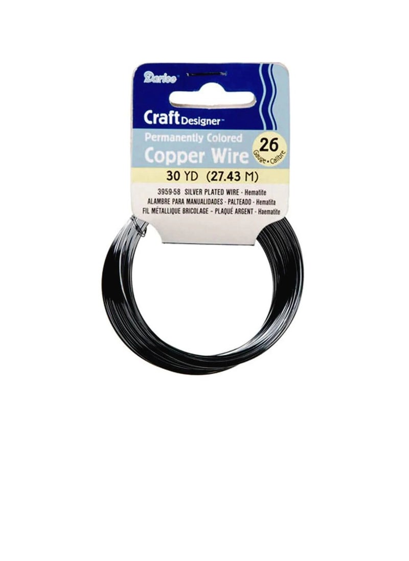 Darice Silver Plated Copper Wire 26 Gauge Hematite 30 yards  - Image 1