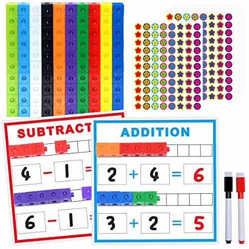 SpriteGru Math Linking Cubes Math Cubes Manipulatives with Activity Cards Linking Cube Math Counters for Kids Kindergarten Learning Activities