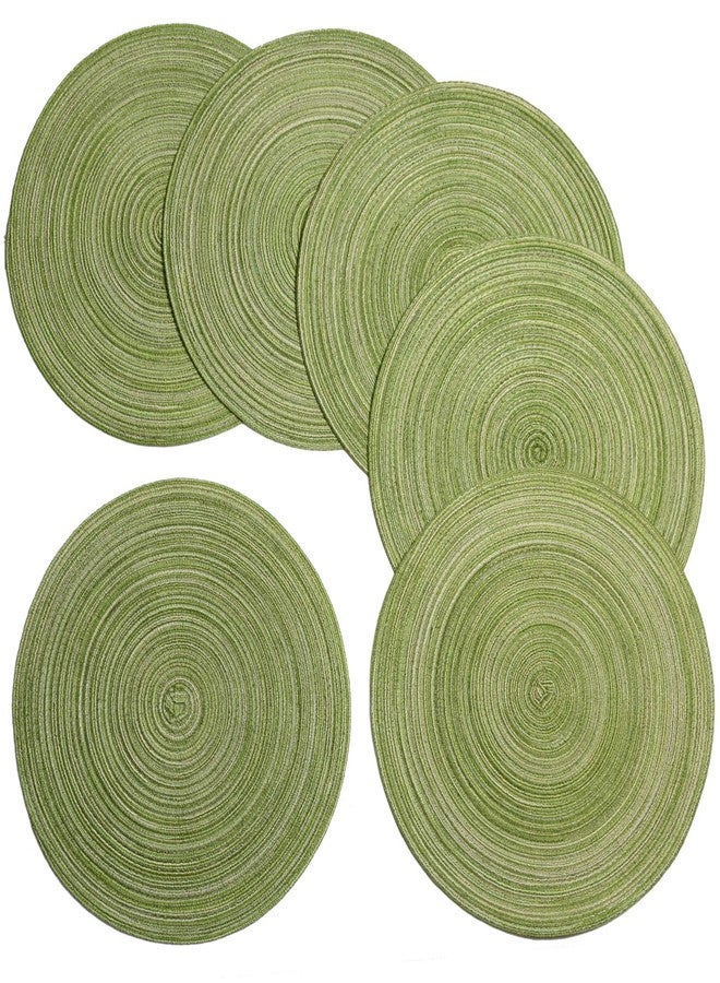 Lifaith Round Braided Placemats Set of 6 Washable 15 inch Round Placemats Kitchen Table Place Mats Round Table Mats Green - Image 1