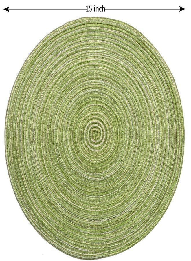 Lifaith Round Braided Placemats Set of 6 Washable 15 inch Round Placemats Kitchen Table Place Mats Round Table Mats Green - Image 4