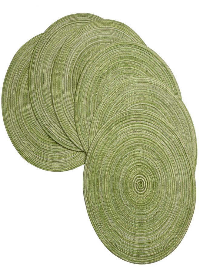 Lifaith Round Braided Placemats Set of 6 Washable 15 inch Round Placemats Kitchen Table Place Mats Round Table Mats Green - Image 2