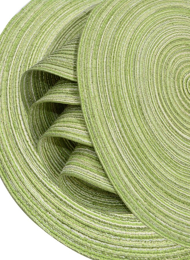 Lifaith Round Braided Placemats Set of 6 Washable 15 inch Round Placemats Kitchen Table Place Mats Round Table Mats Green - Image 3