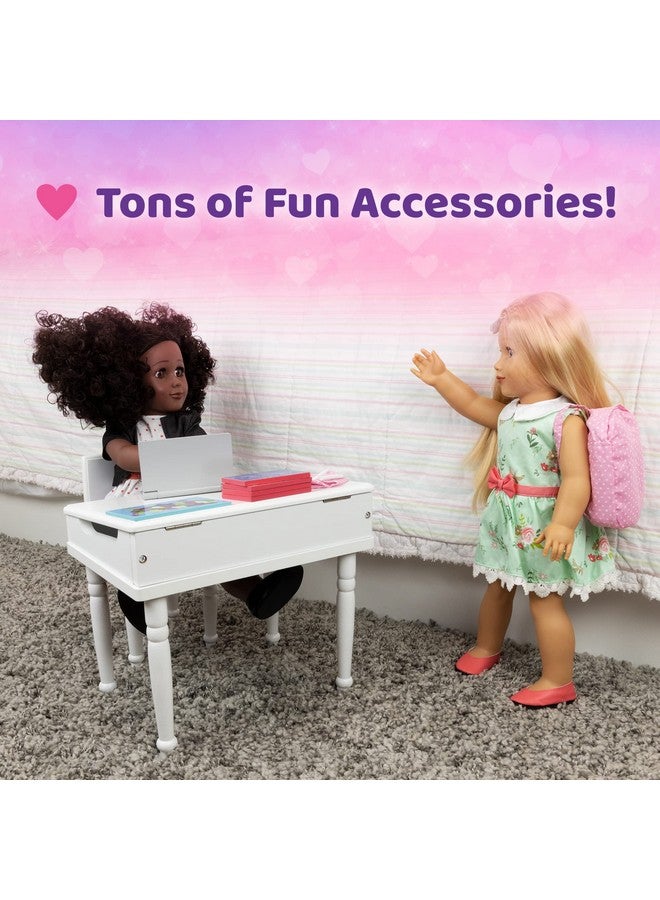 Playtime by Eimmie 18 Inch Doll Furniture School Desk & Classroom Set - White, Wooden Playset with Educational Accessories, Fits American, Generation, My Life & Similar 14”-18” Dolls - Image 5