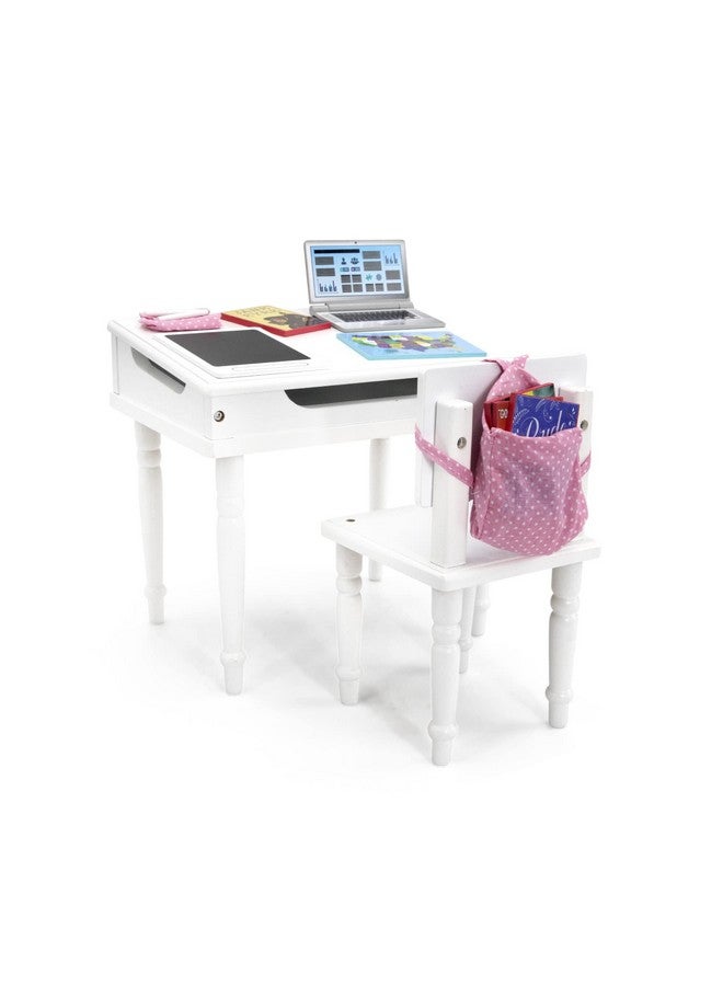 Playtime by Eimmie 18 Inch Doll Furniture School Desk & Classroom Set - White, Wooden Playset with Educational Accessories, Fits American, Generation, My Life & Similar 14”-18” Dolls - Image 1