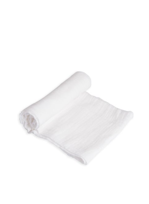Cotton Muslin Swaddle Single White