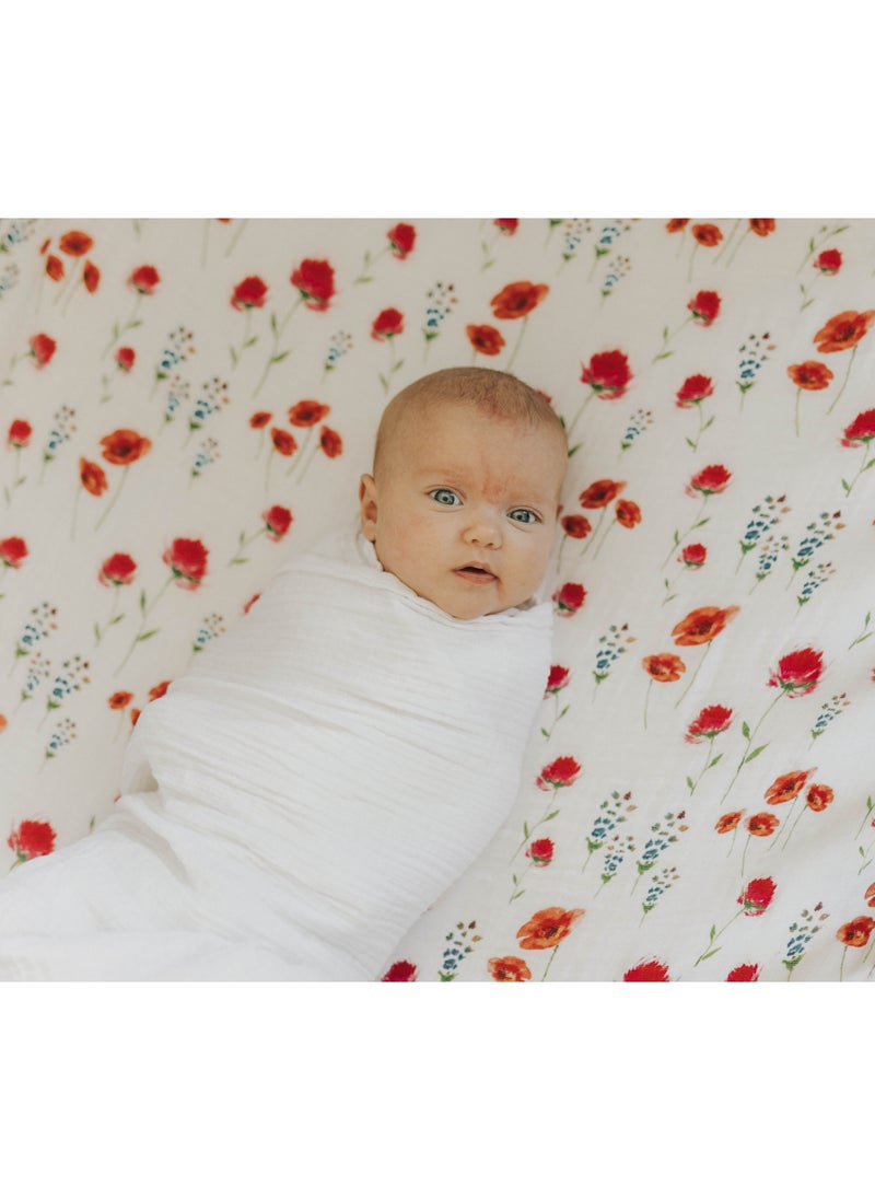 Cotton Muslin Swaddle Single White