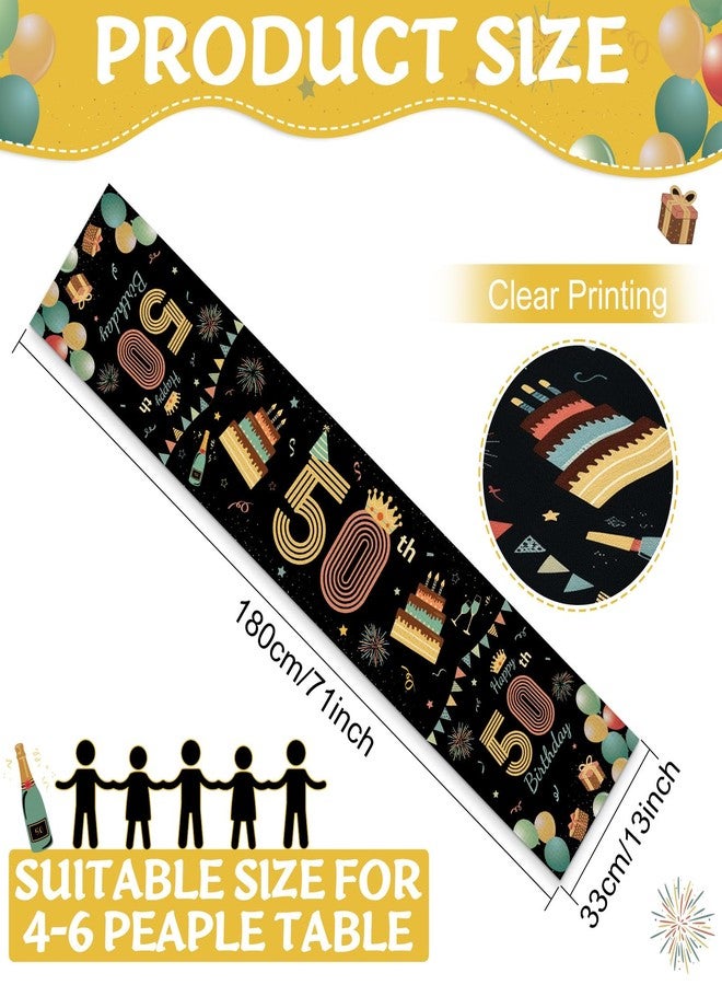 Wiooffen Vintage 50th Birthday Table Runner 50th Birthday Decorations Happy 50 Bday Table Runner for Men Women 50 Years Old Party Supplies Non-Slip Linen Retro 1976 Bday Anniversary Party Decor 13x72 Inch - Image 2