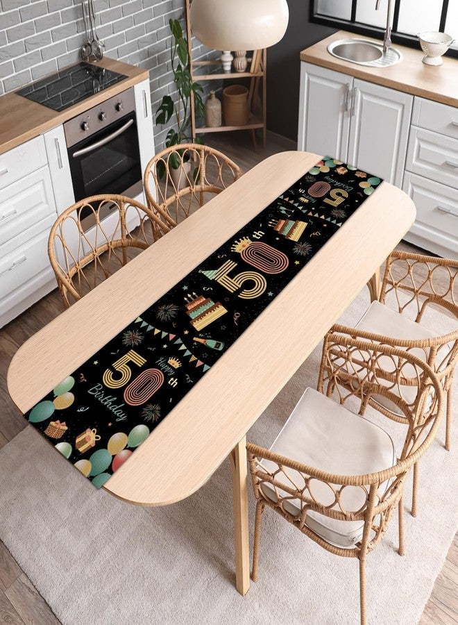 Wiooffen Vintage 50th Birthday Table Runner 50th Birthday Decorations Happy 50 Bday Table Runner for Men Women 50 Years Old Party Supplies Non-Slip Linen Retro 1976 Bday Anniversary Party Decor 13x72 Inch - Image 5