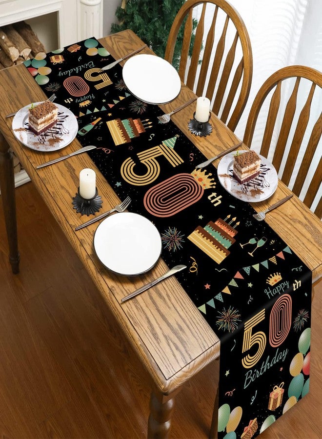 Wiooffen Vintage 50th Birthday Table Runner 50th Birthday Decorations Happy 50 Bday Table Runner for Men Women 50 Years Old Party Supplies Non-Slip Linen Retro 1976 Bday Anniversary Party Decor 13x72 Inch - Image 4