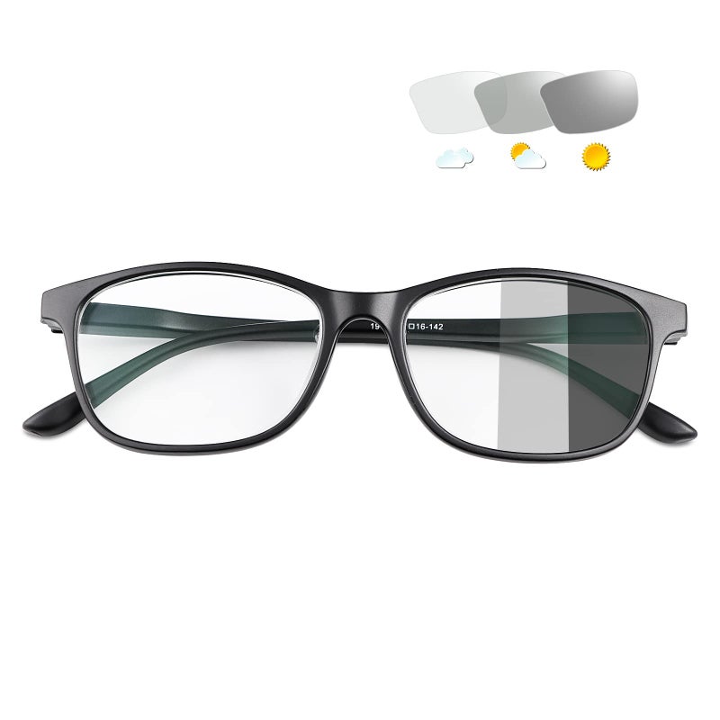 YIMI Photochromic Nearsighted Distance Glasses Spring Hinge Anit UV For Men Women Negative Power Retro Myopia Glasses (Black, -2.75, multiplier_x) - Image 1