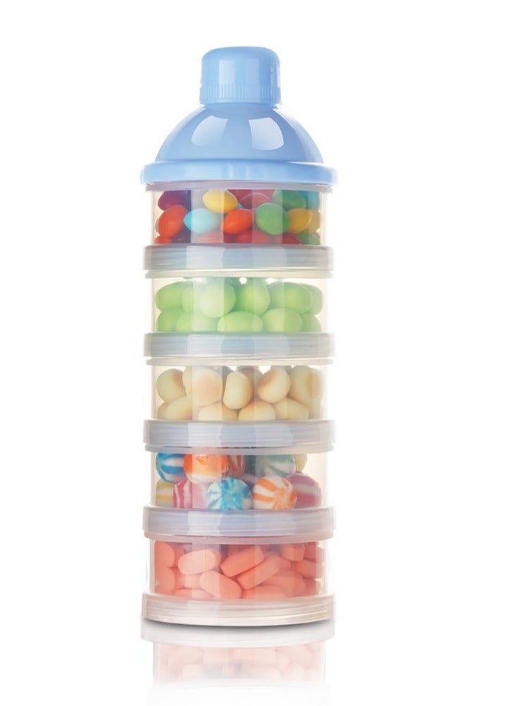 ORiTi Baby Formula Dispenser On The Go, 5 Layers Stackable Formula Dispenser Formula Containers for Travel,Baby Feeding Milk Powder Snack Storage Container, BPA Free, Blue, 3 Pack - Image 4