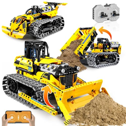 OKKIDY 3 in 1 Kids Remote Bulldozer STEM Technology Building Blocks Set Toys APP Remote Construction Blocks Engineering ExcavatorRobot Ages 614 DIY Erector Sets for Boys and Girls452 PCS - Image 1
