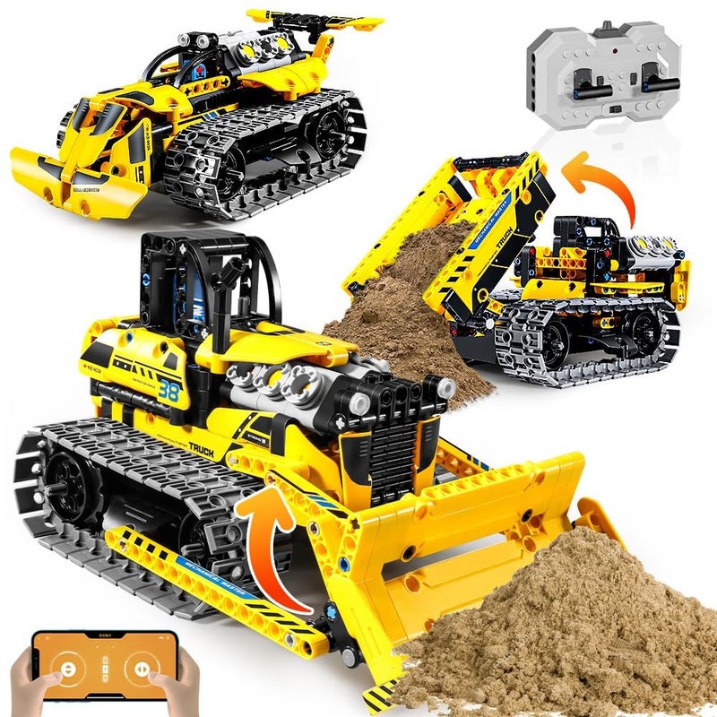 OKKIDY 3 in 1 Kids Remote Bulldozer STEM Technology Building Blocks Set Toys APP Remote Construction Blocks Engineering ExcavatorRobot Ages 614 DIY Erector Sets for Boys and Girls452 PCS - Image 2