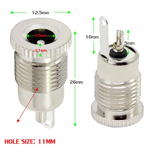 qofowin 5.5 x 2.1 MM 10A DC Power Jack Cord Socket Threaded Female Mount Connector Adapter with Waterproof Cover Cap - Image 3