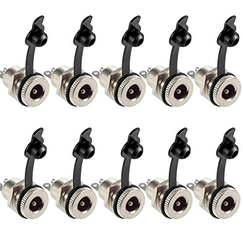 qofowin 5.5 x 2.1 MM 10A DC Power Jack Cord Socket Threaded Female Mount Connector Adapter with Waterproof Cover Cap - Image 1