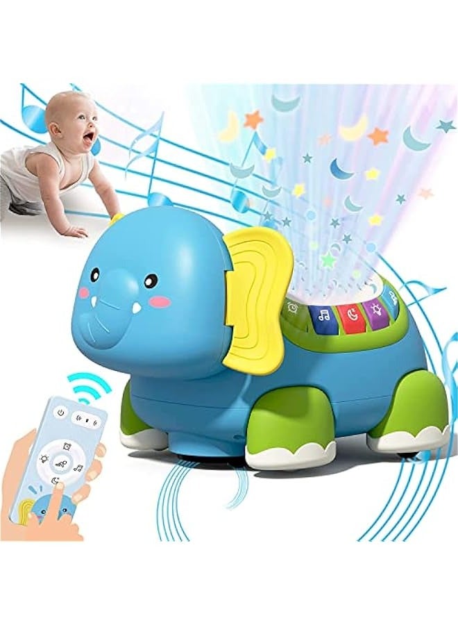 DURKU Elephant Musical Light Up Baby Crawling Toy - Perfect for 6 to 12 Months, Tummy Time Toy for 12-18 Months Boys and Girls - Image 1