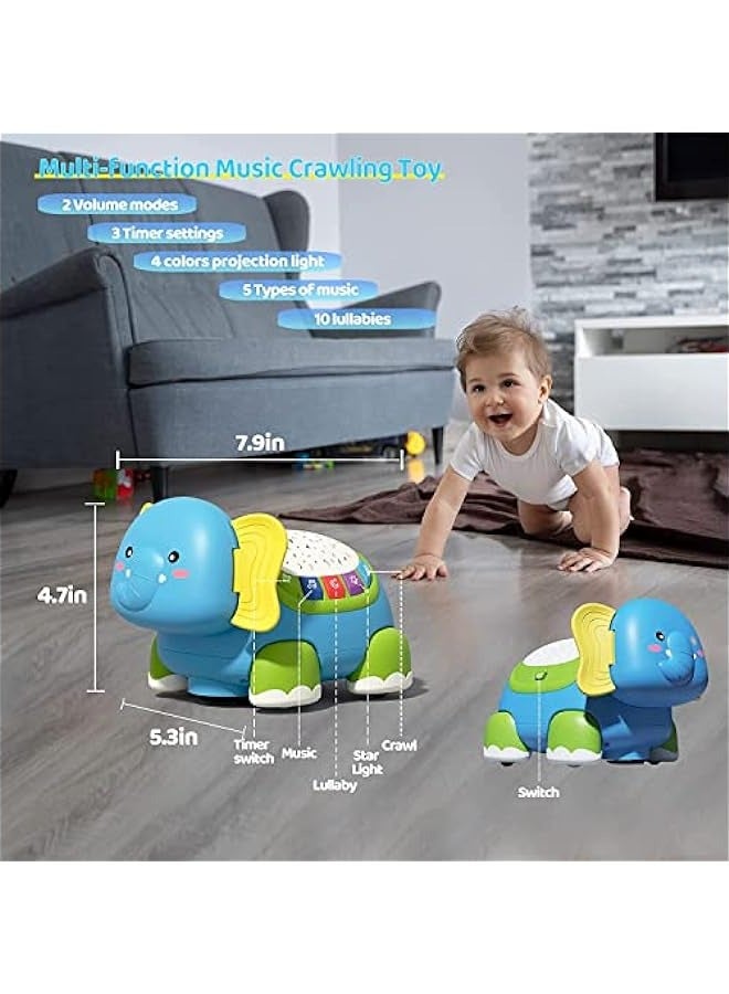 DURKU Elephant Musical Light Up Baby Crawling Toy - Perfect for 6 to 12 Months, Tummy Time Toy for 12-18 Months Boys and Girls - Image 4