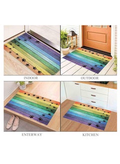 Generic 40*60cm Home Rainbow Series Entrance Door Mat Porch Dust-proof Wear-resistant Floor Mat Home Entrance Foot Mat Dog Paw Print (Footprint-4)  - Image 4