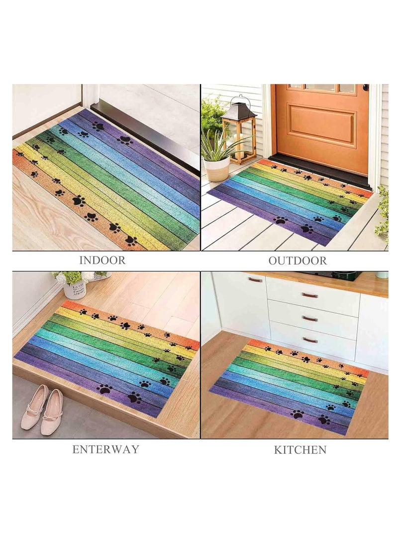 Generic 40*60cm Home Rainbow Series Entrance Door Mat Porch Dust-proof Wear-resistant Floor Mat Home Entrance Foot Mat Dog Paw Print (Footprint-4)  - Image 4