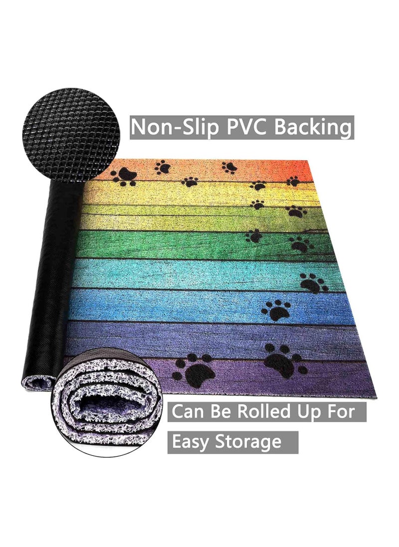 Generic 40*60cm Home Rainbow Series Entrance Door Mat Porch Dust-proof Wear-resistant Floor Mat Home Entrance Foot Mat Dog Paw Print (Footprint-4)  - Image 5