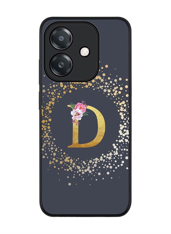 Stylizedd For Oppo A60 5G / A3 5G / A3x 5G Case,Slim fit Camera Protection, Shockproof Thin Phone cover - Custom Monogram Floral - D (Grey ) - Image 1