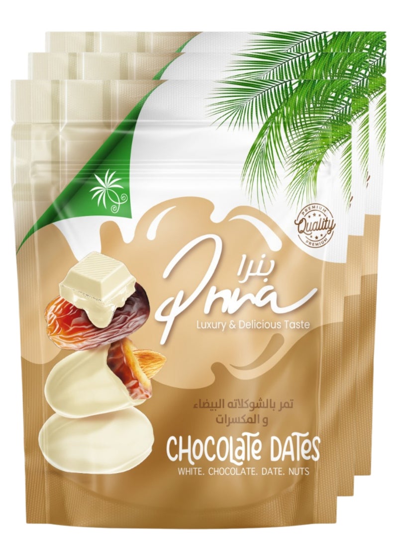 بنرا تمر  مغطى بالشوكولاتة بيضاء محشو باللوز - عرض التوفير الكبير - 3×100 جرام - Image 2