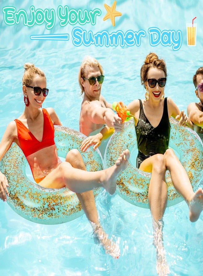 ShinyRelief مجموعة عوامات حمام سباحة لامعة قابلة للنفخ من ShinyRelief، 4 قطع، عوامة سباحة على شكل ماكارون بطول 30 بوصة مع قصاصات ذهبية، عوامة داخلية للبالغين، حلقات عوامات حمام سباحة صيفية، مناسبة لشاطئ حمام السباحة وحفلات توديع العزوبية (أخضر) - Image 5