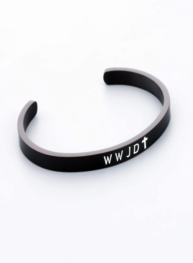 ووسوإيند مجوهرات دينية من WUSUANED، سوار صليب WWJD، هدية للمناولة الأولى (سوار أسود WWJD) - Image 4