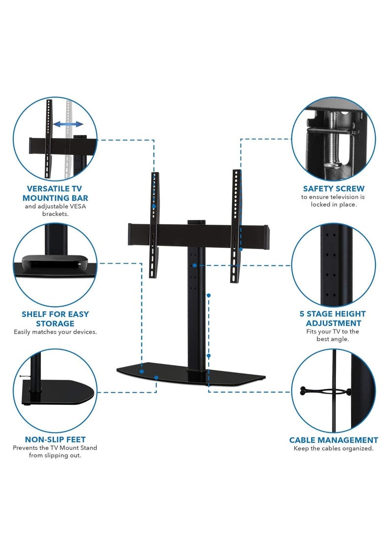 ELTRAZONE Universal Tabletop TV Stand Base with Height Adjustable Flat Screen TV Mount | Fits 32 to 60 Inch LED LCD Televisions | Stable & Durable TV Stand | Modern TV Stand for Living Room, Bedroom, or Office  - Image 3