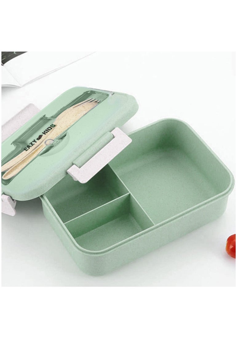 Eazy Kids Wheat Straw Leakproof Eco Bento Lunch Box - Green (1000ml)  - Image 2