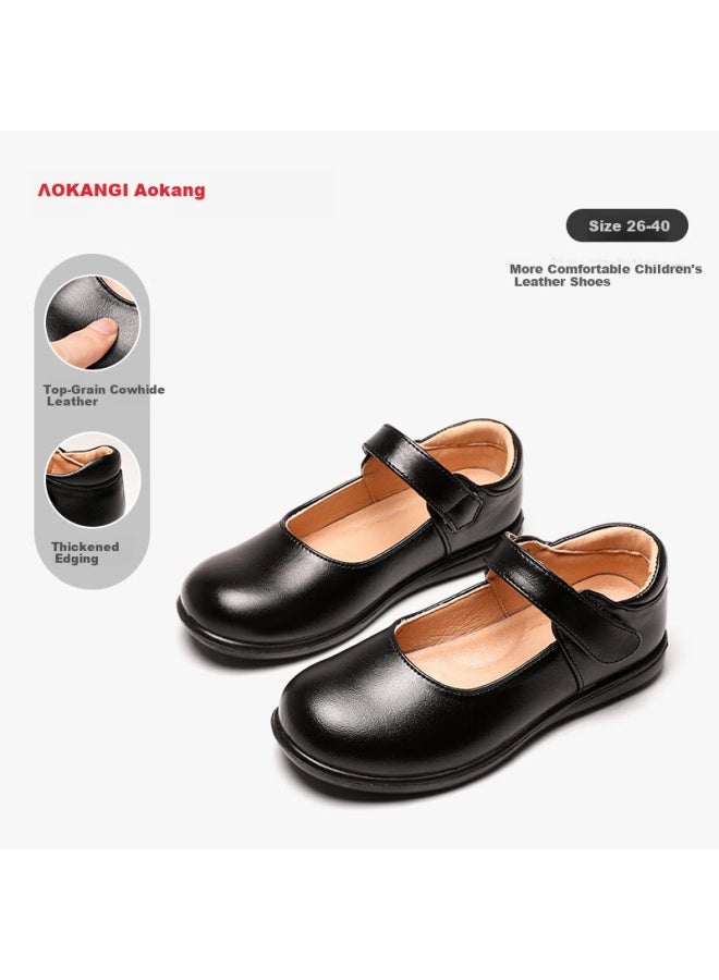 Aokang Kids Girls Princess Soft Sole Mary Jane Shoes Non-slip School Shoes Versatile Little Leather Shoes Spring New Model - Image 1