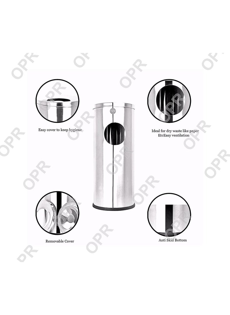 opr OPR Stainless Steel Ash Dustbin With Lid Ash Can with Easy Grip for Home Room Office Kitchen Bathroom 10 x 2430 Liter  - Image 4