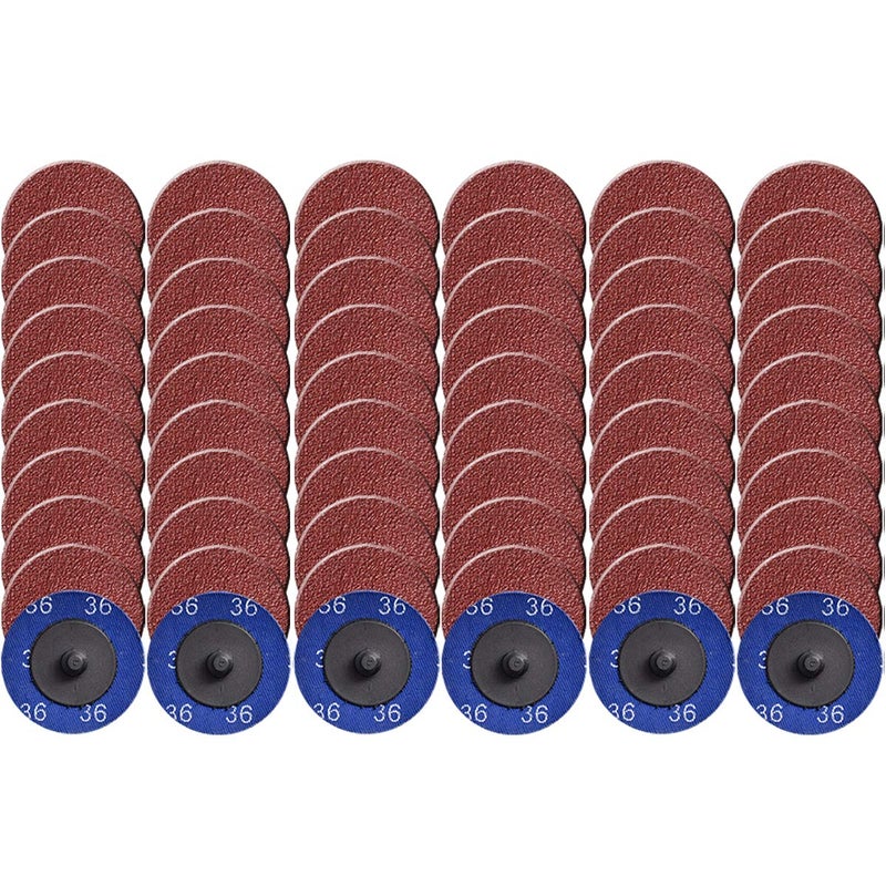 Tshya Quick Change Roll Lock Disc, 60 Pcs 36Grit 2 inch Sanding Discs Aluminum Oxide Coated Die Grinder Accessories, for Surface Prep (P36) - Image 1