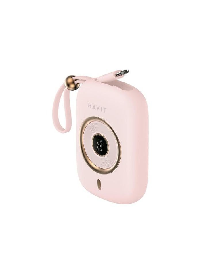 هافيت بنك الطاقة السريع هافيت PB5214، 10000 مللي أمبير/ساعة، PD، 35 واط، 2 في 1، لون وردي - Image 1