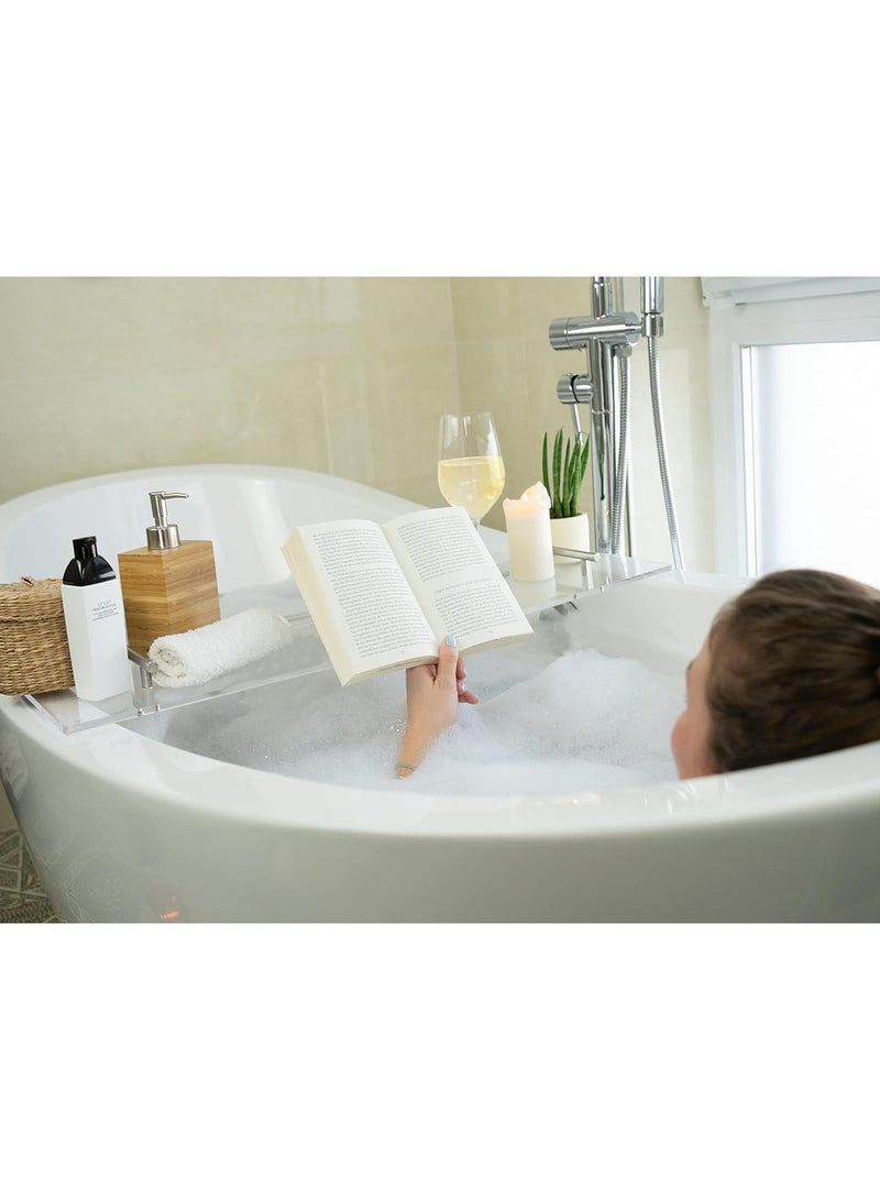 TPGP Bath Shelf [Acrylic Glass] | 73 cm | Bath Board Bath Tray for Bathing | Bathtub Accessories Shelf Tray | Decorative Bathroom Accessories - Image 2